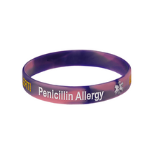 Load image into Gallery viewer, Penicillin Allergy Purple Swirl Wristband
